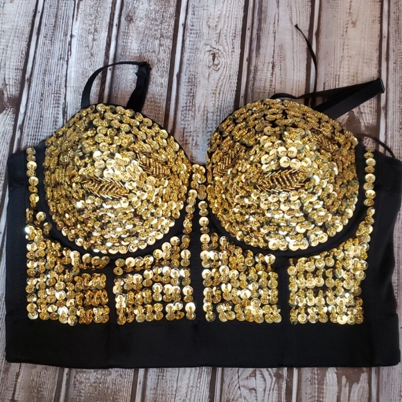 alvila y Other - Alivia Y sequin bra crop top XL goth club wear